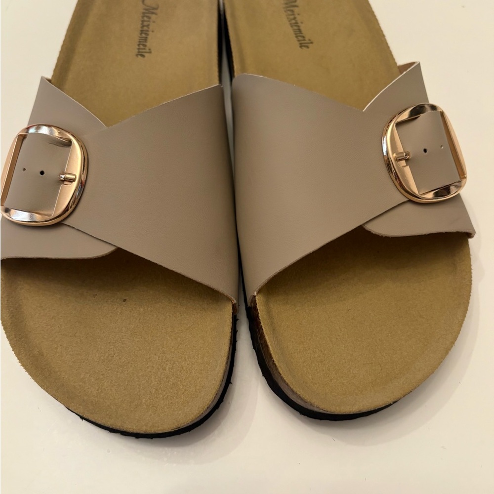 Gold and Cream Minimalist Sandals with Comfort Sole